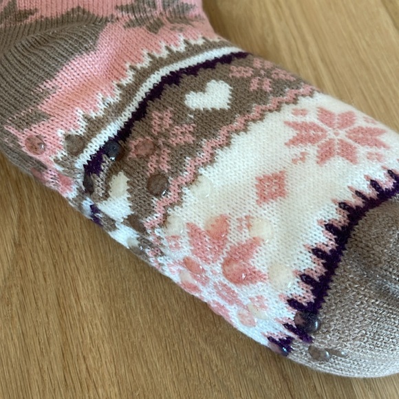 NWT Thermal Knit Slipper Socks One Size Fair Isle Winter Fleece Mirabeau - Picture 3 of 5